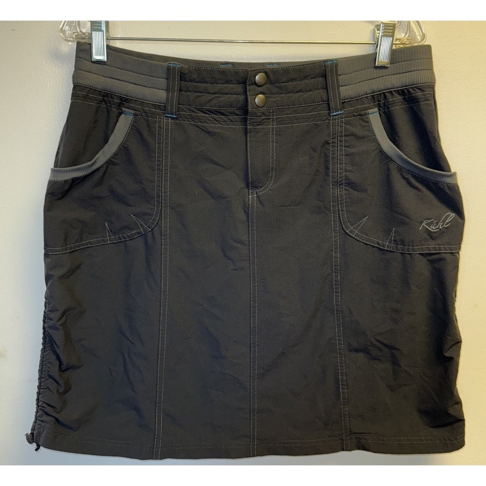 Kuhl Womens Stratus Skort 10 Gray Skirt Pockets Stretch Quick Dry Built in Short